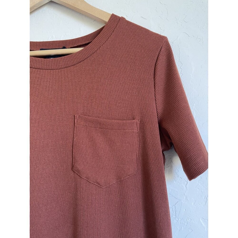 Heyson Size Medium Orange Cinnamon Brown Ribbed T-Shirt Dress - Picture 5 of 8